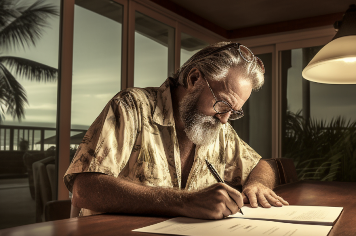 Vacation Renter Signing a Rental Agreement